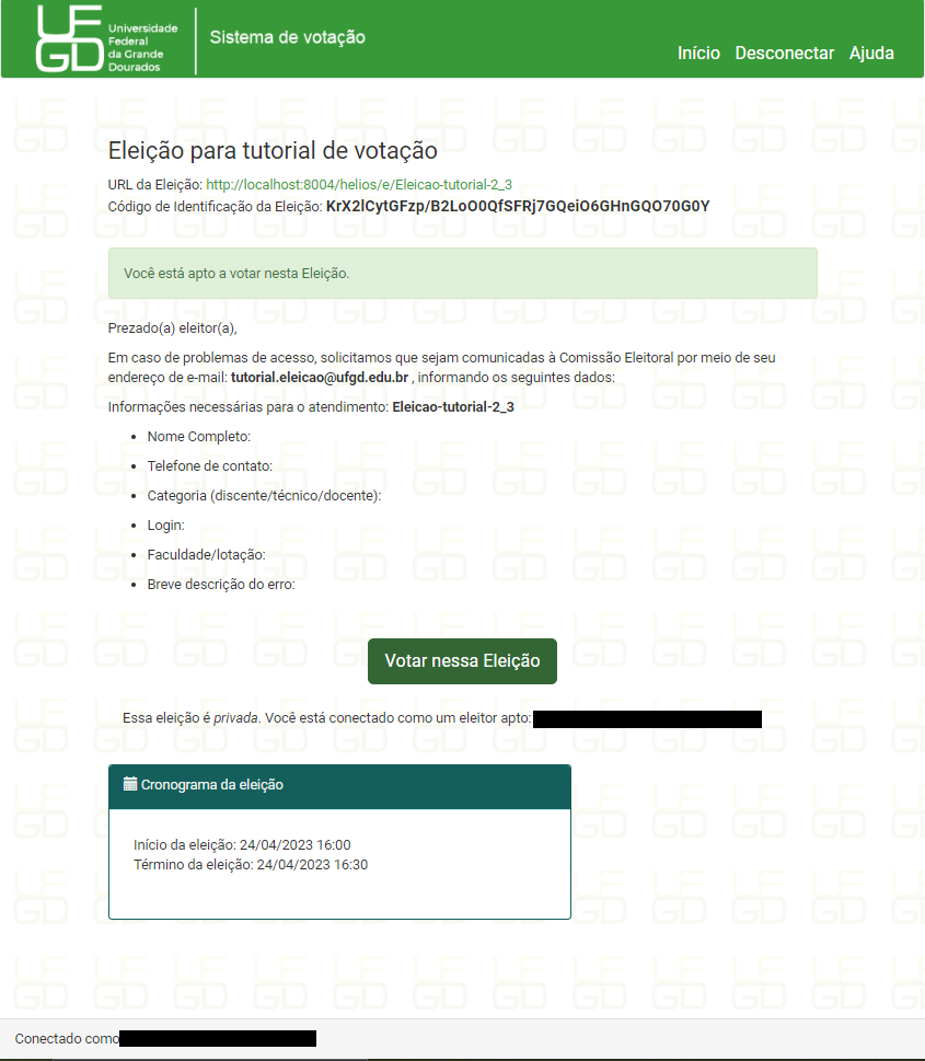 Tela inicial